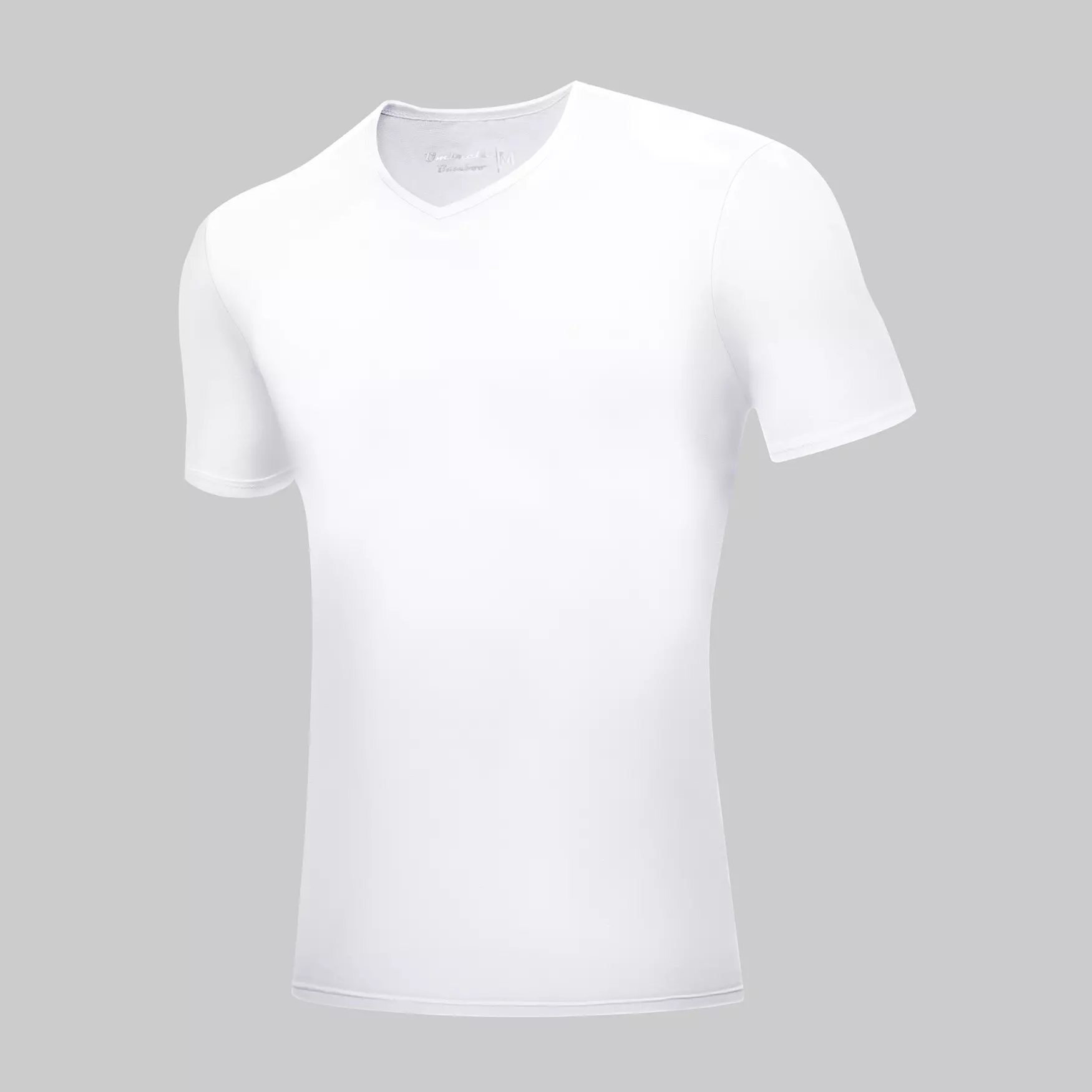 White Bamboo V-Neck T-Shirt Side White bamboo v-neck T-shirt side